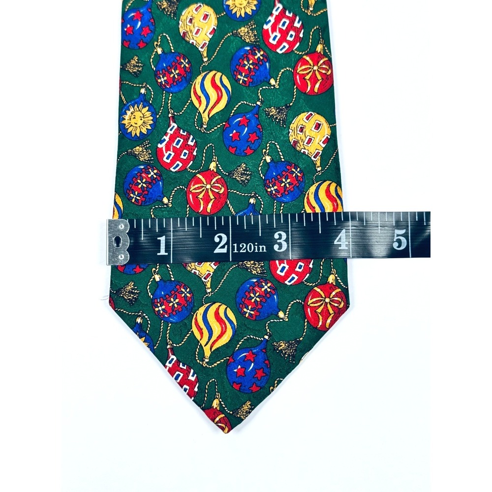 Robert Talbott Tie Mens Green Silk Novelty Ornaments Christmas Holiday Necktie - Picture 8 of 10